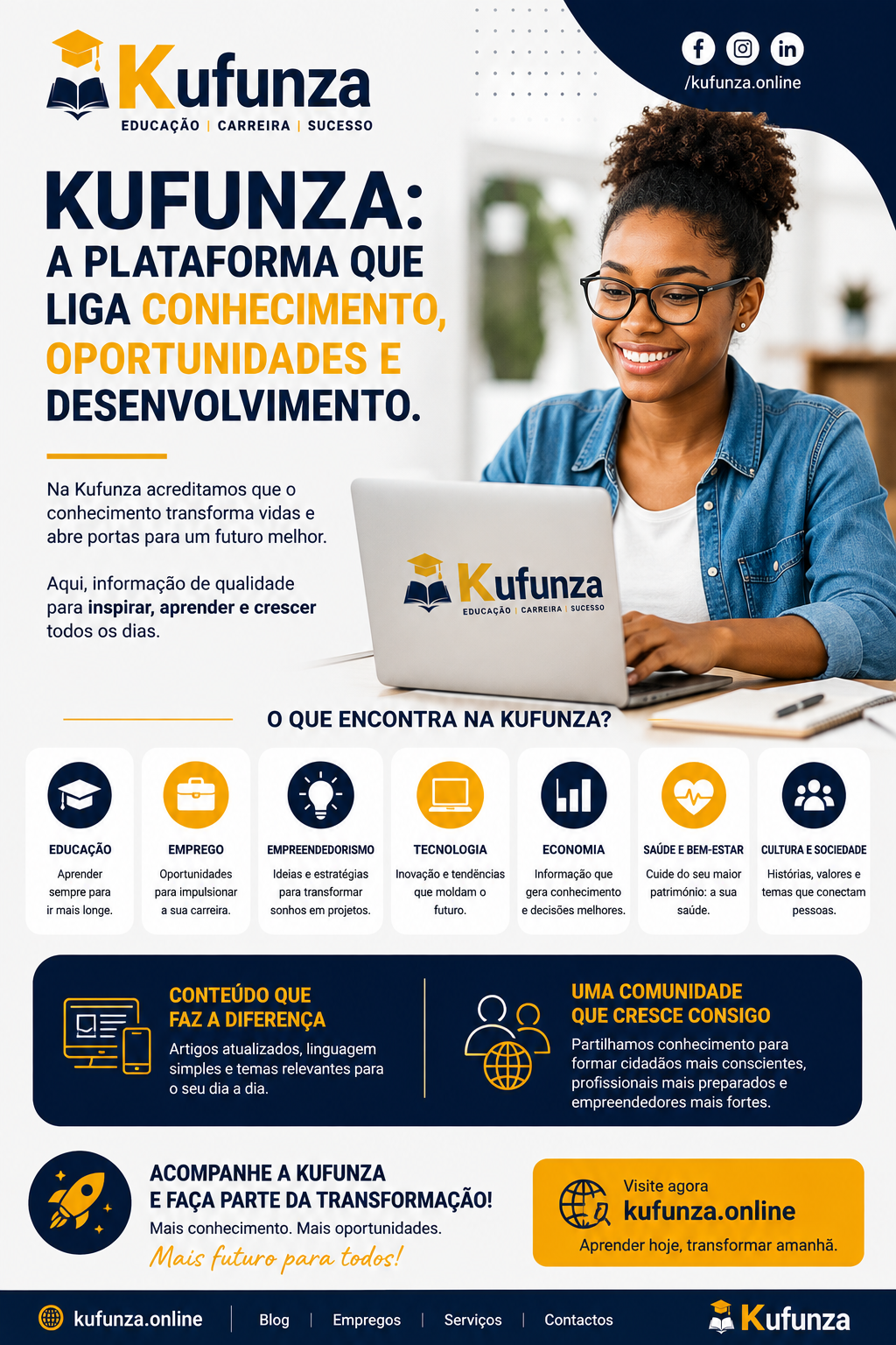 🚀 Kufunza: A Plataforma Digital que Liga Conhecimento, Oportunidades e Desenvolvimento